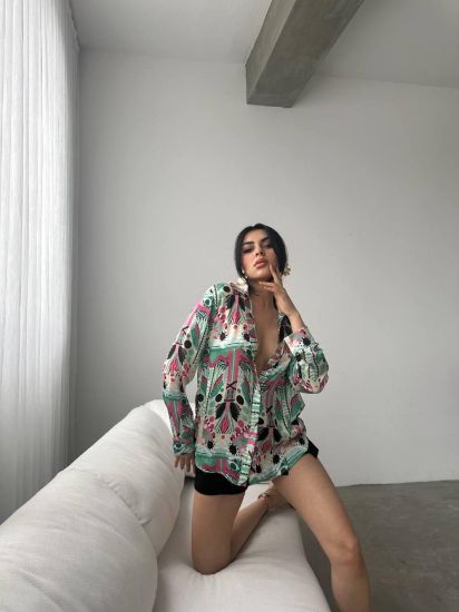 Desenli Oversize Gömlek resmi